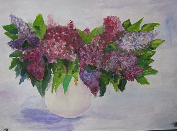 Сирень гуашью