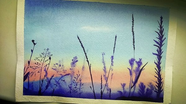 Скетчинг акварелью Лаванда