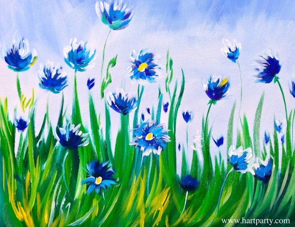 Одуванчики гуашью