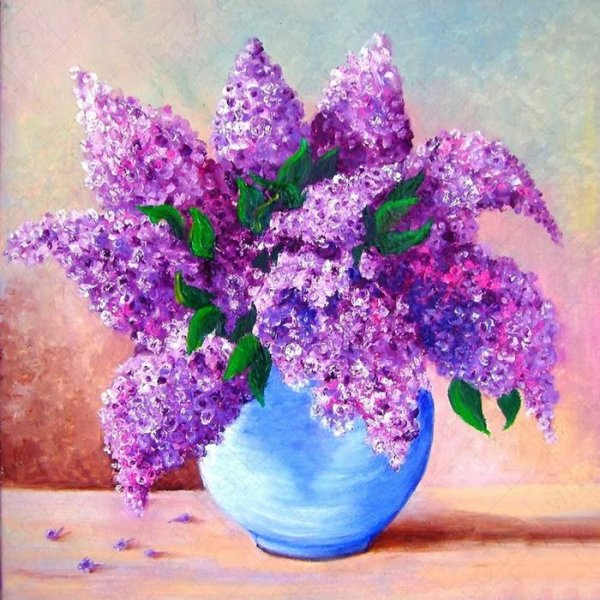 Сирень в стиле пуантилизм