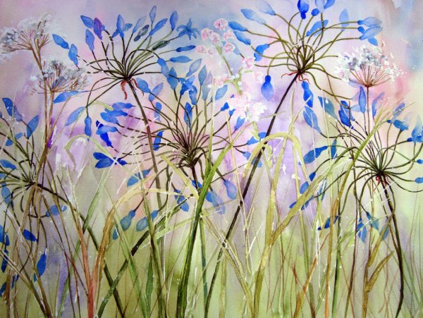 Пейзаж гуашью