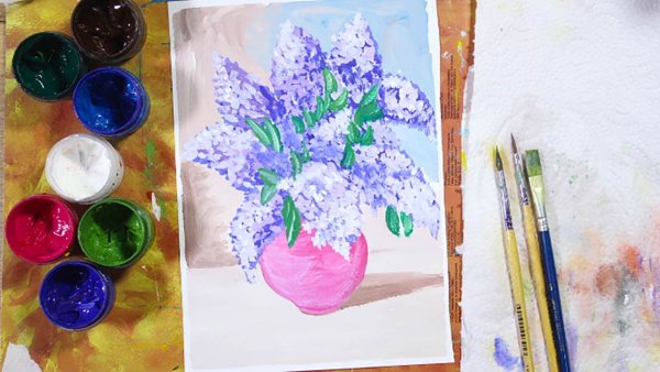 Правополушарное рисование сирень гуашью мастер-класс