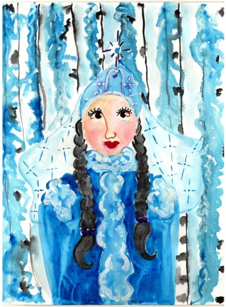 Снегурочка рисунок гуашью