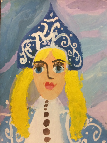 Снегурочка гуашью для детей