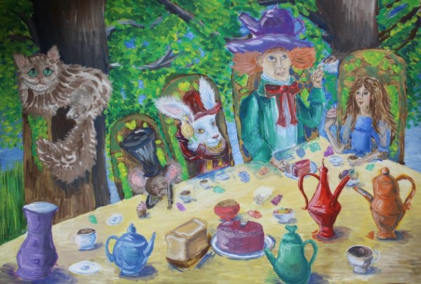 Алиса в стране чудес гуашь