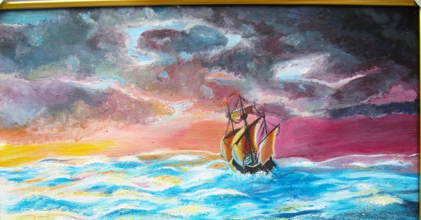 Детские рисунки шторм на море