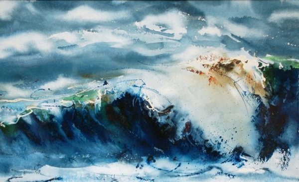 Шторм акварель