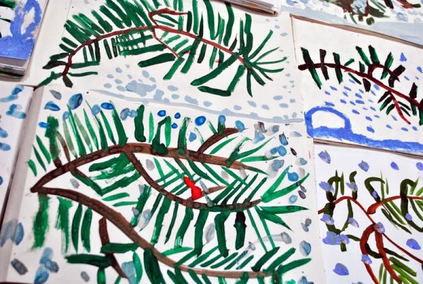 Рисование ветка ели в старшей группе