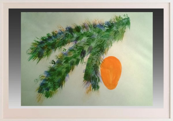 Рисование еловой ветки