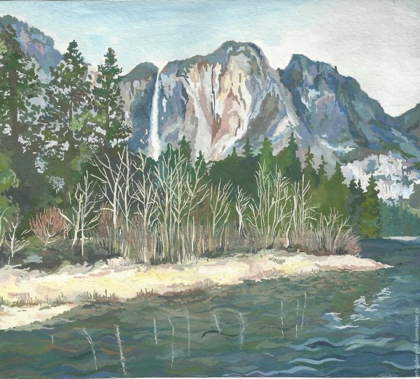 Рисуем реку гуашью