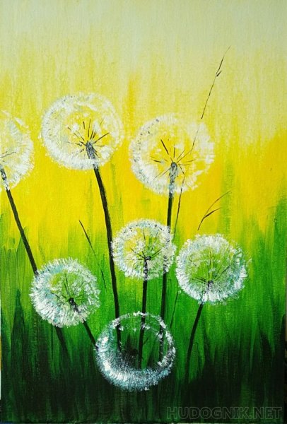 Одуванчики живопись
