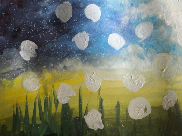 Рисование с детьми одуванчики