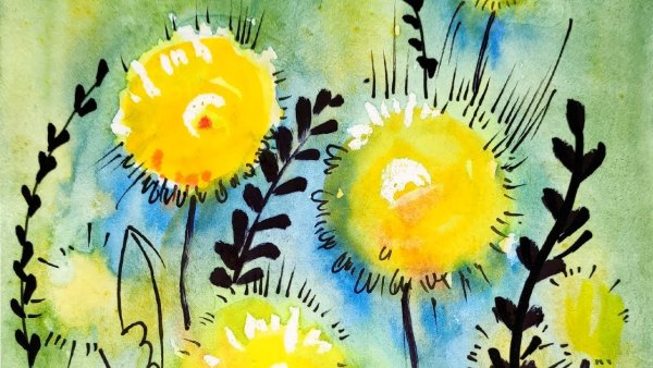 Правополушарное рисование для детей одуванчики