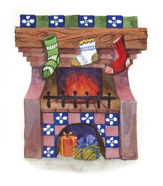 Камин гуашью