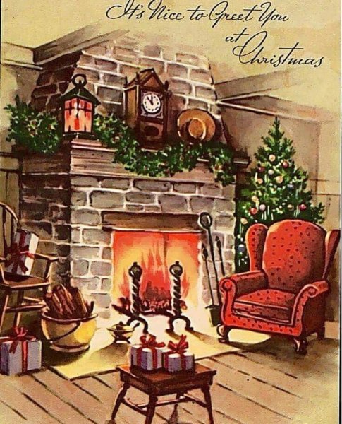 Новогодняя гостиная с камином иллюстрации