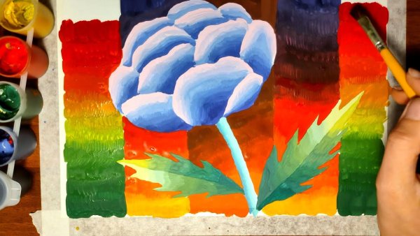 Цветовые растяжки гуашью для начинающих