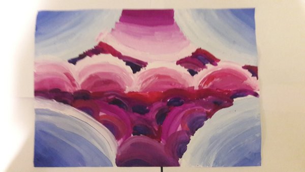 Живопись гуашью пейзаж с цветовой растяжкой