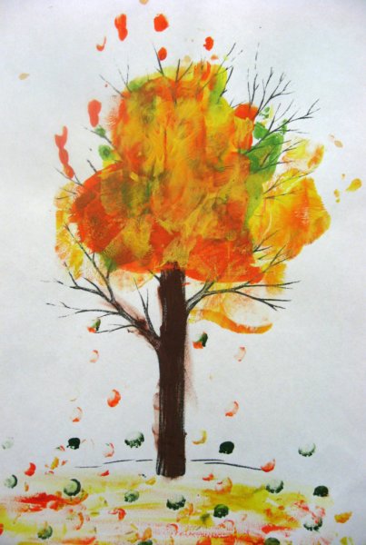 Рисование деревья осенью