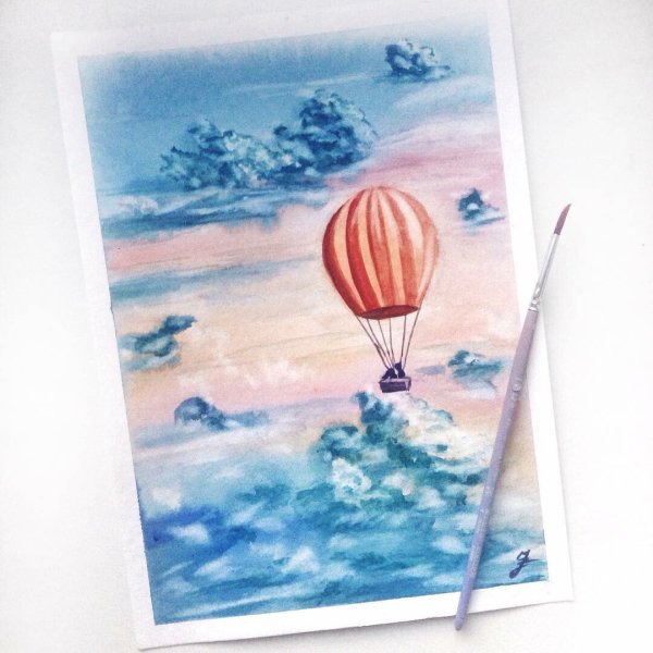 Акварельный скетч воздушный шар