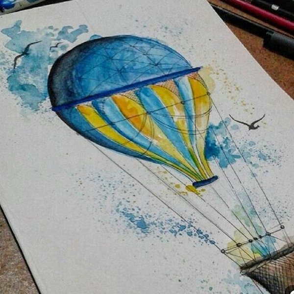 Акварельный скетч воздушный шар