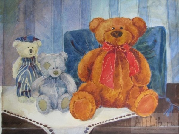 Мишка гуашью