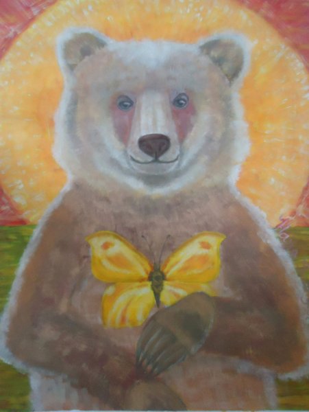 Медведь красками