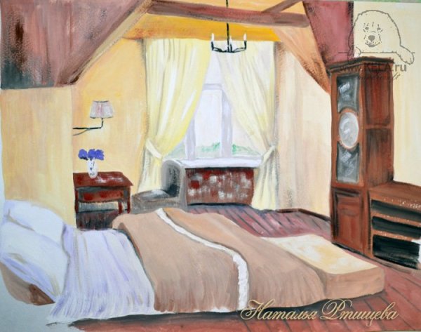 Интерьер гуашью