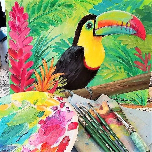 Тропическая птица акрил Тукан