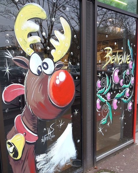 Роспись окон к новому году гуашью