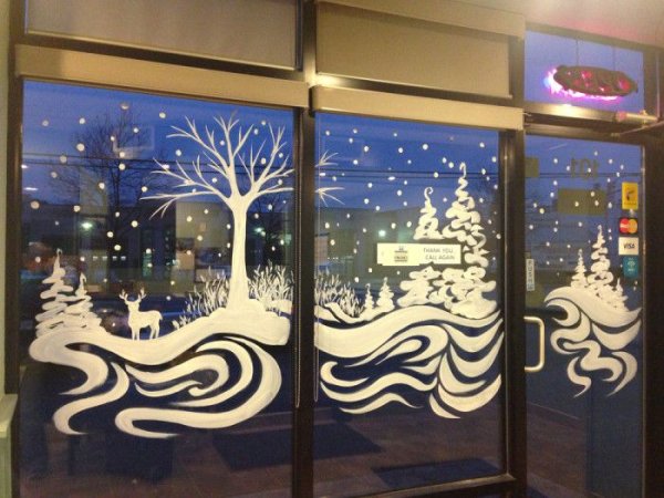 Расписные окна к новому году