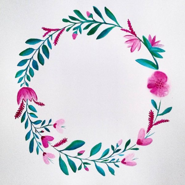 Венок цветы гуашь