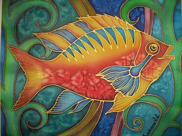 Холодный батик морские обитатели