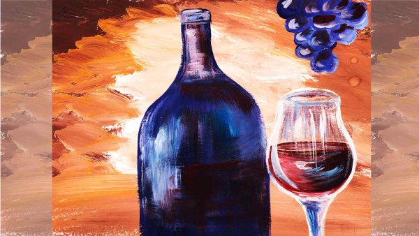 Бутылка вина рисунок гуашь