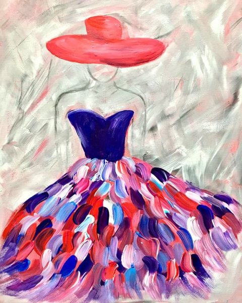 Платье гуашью