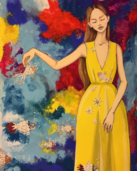 Эскизы одежды акварелью