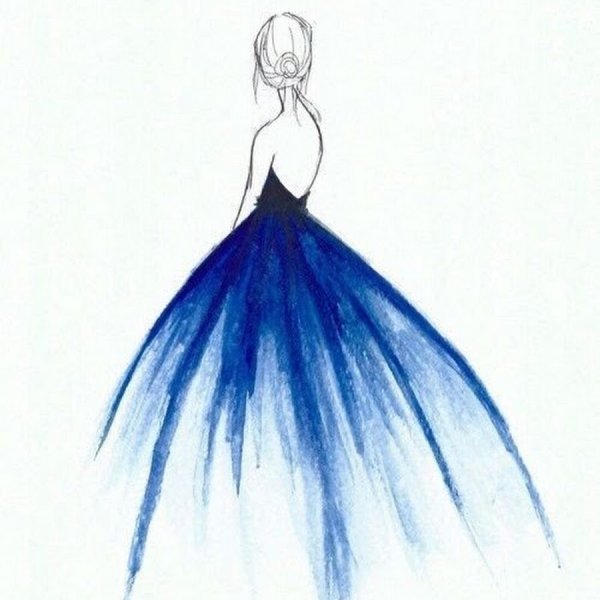 Девушка в платье акварель