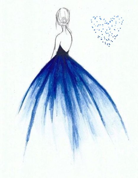 Девушка в платье гуашью