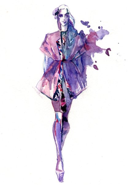 Девушка в платье акварель