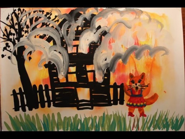 Рисование Кошкин дом старшая группа