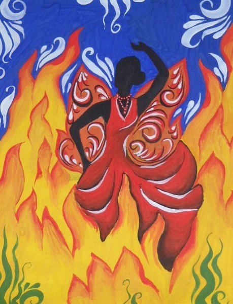 Огонь гуашью