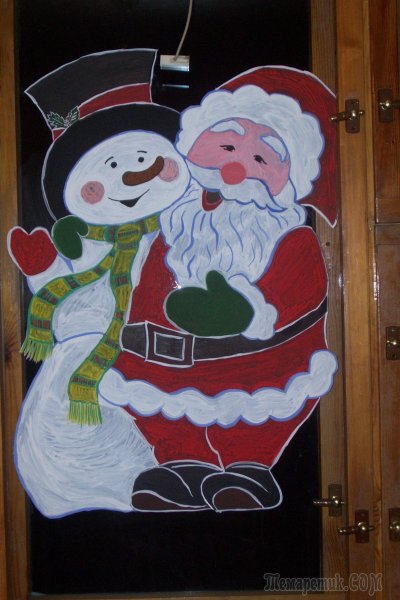 Рисуем на окнах к новому году гуашью