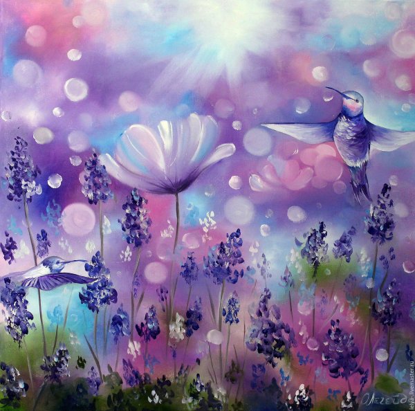 Иллюстрации в сиреневых тонах