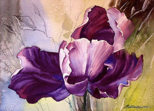 Фиолетовые цветы акрилом