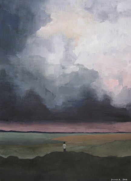 Грозовые облака акварелью