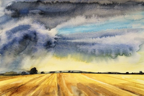 Небо акварелью по сырому