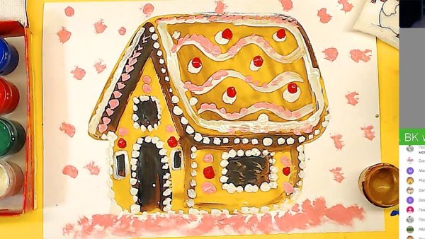 Рисование домика красками