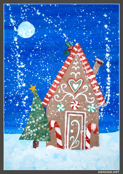 Дом для рисования для детей зимние