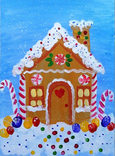 Пряничный домик нарисовать
