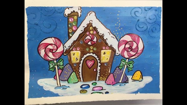 Рисование с детьми Пряничный домик