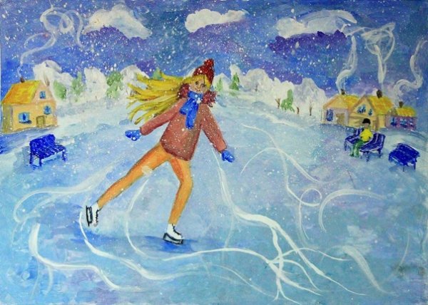 Рисование дети на катке